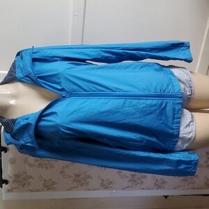 Theory Ice Blue Dot Windbreaker Lightweight Jacket Size L